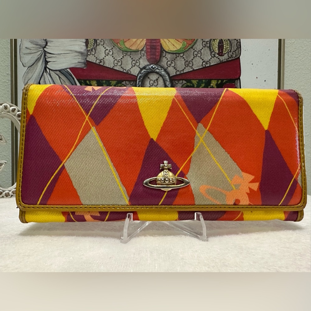 Vivienne Westwood rare plaid color vintage continental full size wallet